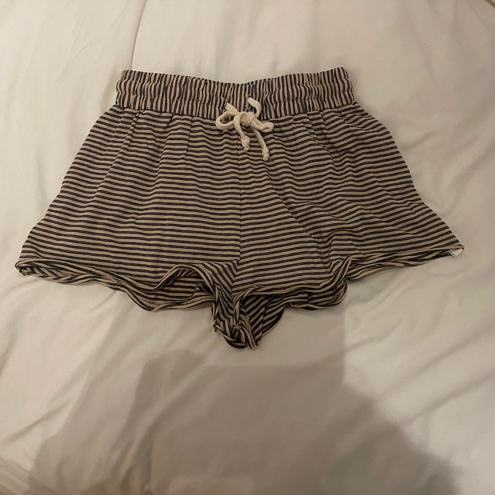 Free People Black and White Striped High Waist Shorts